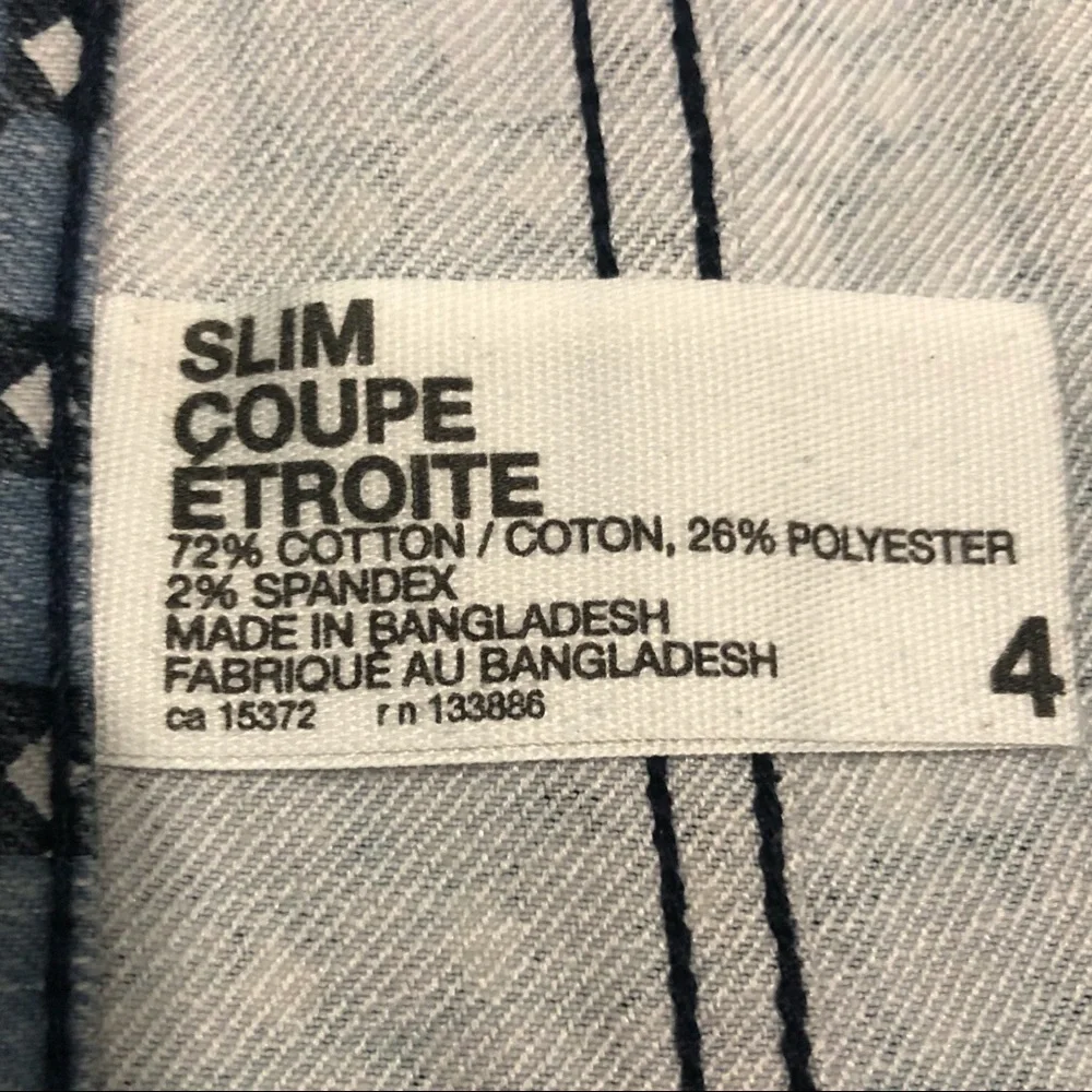 JOE FRESH Denim Jeans Geo Print Blue White Size 4 - Picture 6 of 7